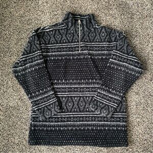 Retro Grandpacore 1/4 Zip Sweater Size Medium Black and White